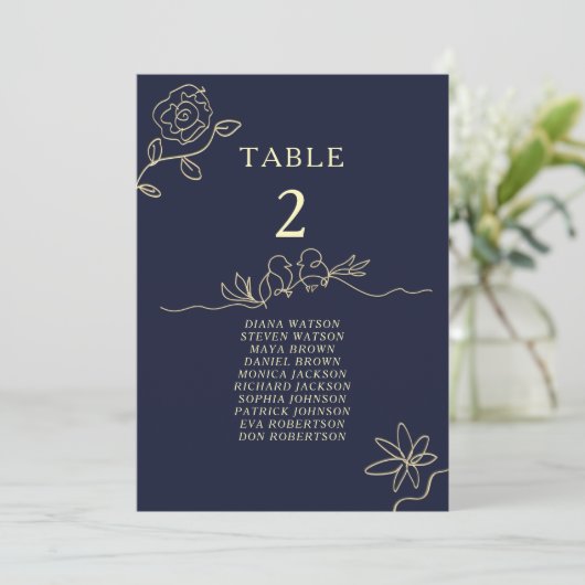 Elegant marinesurft Blue Wedding Seating Chart (Staand voorkant)