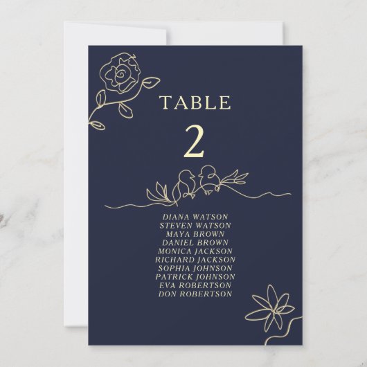 Elegant marinesurft Blue Wedding Seating Chart (Achterkant)