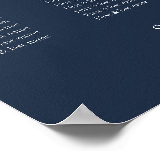 Elegant marinesurft Blue Wedding Seating Chart Poster (Hoek)