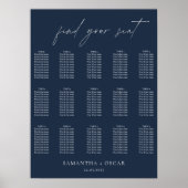 Elegant marinesurft Blue Wedding Seating Chart Poster (Voorkant)