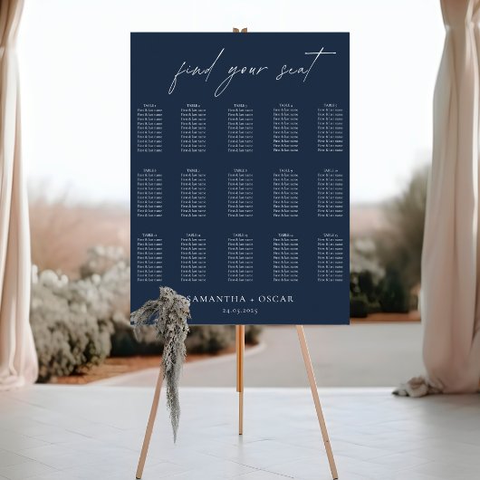Elegant marinesurft Blue Wedding Seating Chart Poster