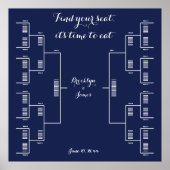 Elegant marinesurft Blue Wedding Seating Chart Poster (Voorkant)