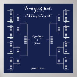 Elegant marinesurft Blue Wedding Seating Chart Poster