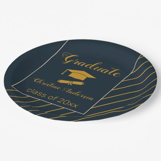elegant marinevalk afstuderen pet eenvoudig afstud papieren bordje (Gekanteld)