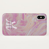Elegant marmer Agate Pink Gold monogram Case-Mate iPhone Case (Achterkant (horizontaal))