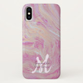Elegant marmer Agate Pink Gold monogram Case-Mate iPhone Case (Achterkant)