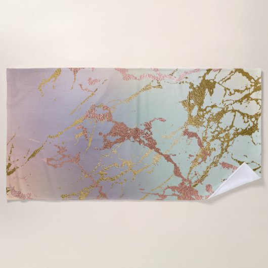 Elegant marmer | Beige Mint Sage Groen Roos Goud Strandlaken (Voorkant)