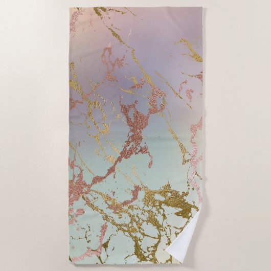 Elegant marmer | Beige Mint Sage Groen Roos Goud Strandlaken (Voorkant)