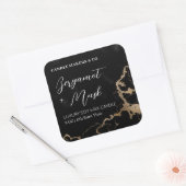 Elegant marmer Black & Gold Script-kaarsen Vierkante Sticker (Envelop)
