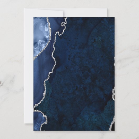 Elegant Marmer Blauw Agaat Bruiloft Uitnodiging (Achterkant)