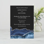 Elegant Marmer Blauw Agaat Bruiloft Uitnodiging (Staand voorkant)