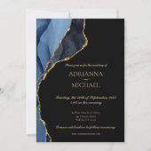 Elegant Marmer Blauw Agaat Bruiloft Uitnodiging (Voorkant)