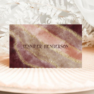 Elegant Marmer Bourgogne Roze Rose Goud Typografie Visitekaartje