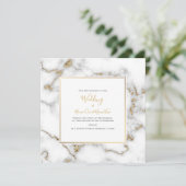 Elegant, marmer en goudeffect, huwelijksuitnodigin kaart (Staand voorkant)
