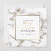 Elegant, marmer en goudeffect, huwelijksuitnodigin kaart (Voorkant)