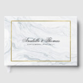 Elegant Marmer en Gouden Textuur Bruiloft Gastenboek (Voorkant)