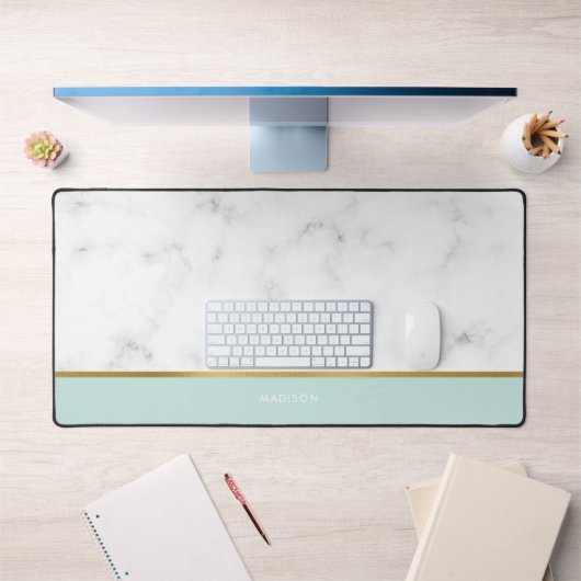 Elegant Marmer en Mint Patroon Gepersonaliseerd Bureaumat (Kantoor 1)