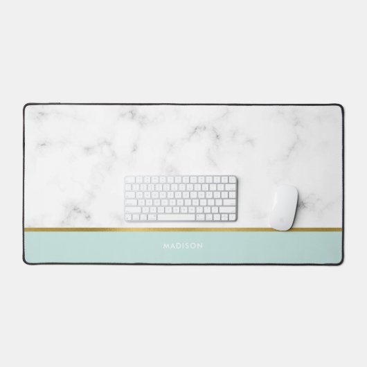 Elegant Marmer en Mint Patroon Gepersonaliseerd Bureaumat (Keyboard & Muis)