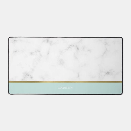 Elegant Marmer en Mint Patroon Gepersonaliseerd Bureaumat (Voorkant)