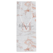 Elegant marmer en Roos Gold Foil Wijn Cadeautas (Achterkant)