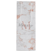 Elegant marmer en Roos Gold Foil Wijn Cadeautas (Voorkant)