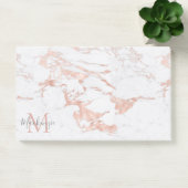 Elegant Marmer en Roos Gouden Folie Monogram Post-it® Notes (Kantoor)