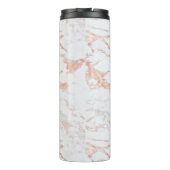 Elegant Marmer en Roos Gouden Folie Monogram Thermosbeker (Achterkant)