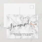 Elegant marmer- en roos goudschaar aankondigingskaart (Voorkant / Achterkant)