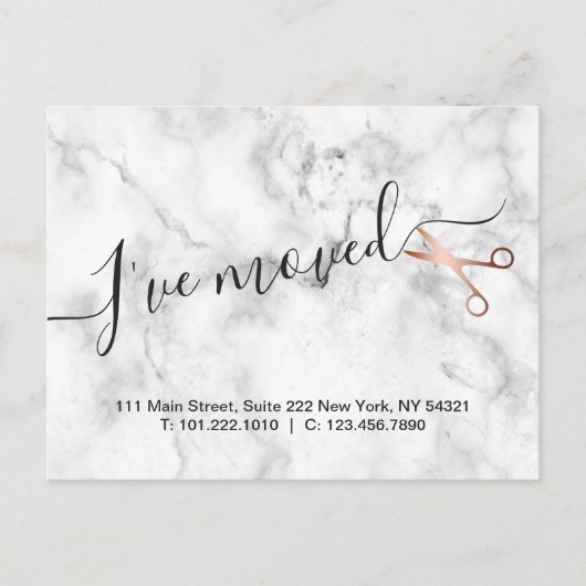 Elegant marmer- en roos goudschaar aankondigingskaart (Voorkant)