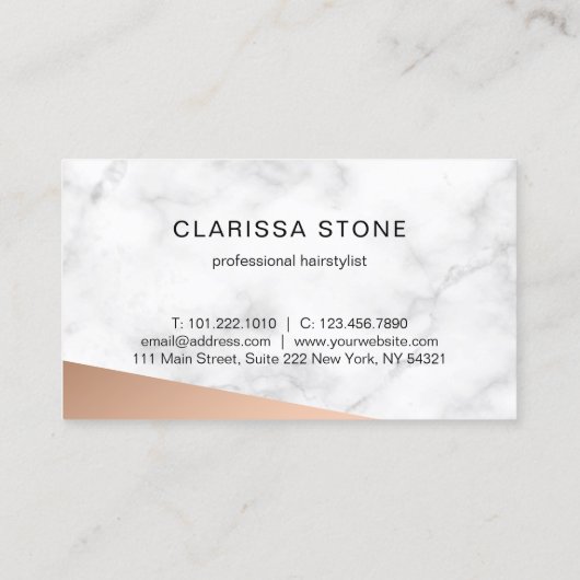 Elegant marmer- en roos goudschaar visitekaartje (Achterkant)