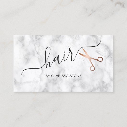 Elegant marmer- en roos goudschaar visitekaartje (Voorkant)