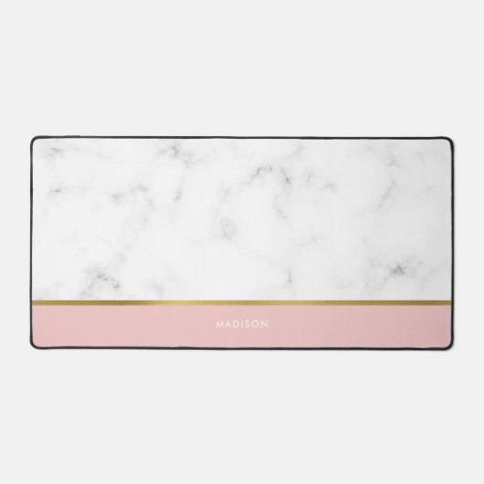 Elegant Marmer en Roze Patroon Gepersonaliseerd Bureaumat (Voorkant)
