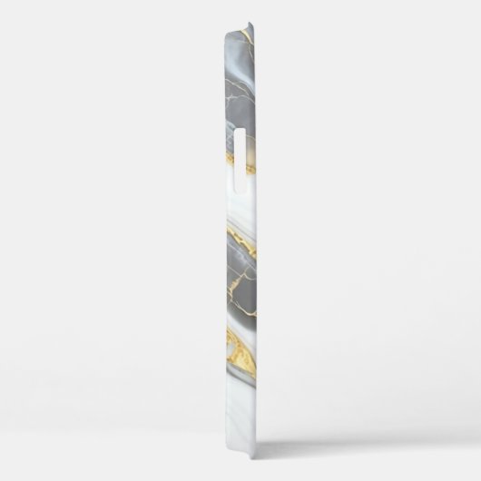 Elegant Marmer Gepersonaliseerd Goud Grijs & Wit Case-Mate iPhone Case (Achterkant / Rechts)