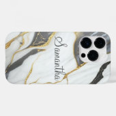 Elegant Marmer Gepersonaliseerd Goud Grijs & Wit Case-Mate iPhone Case (Achterkant (horizontaal))
