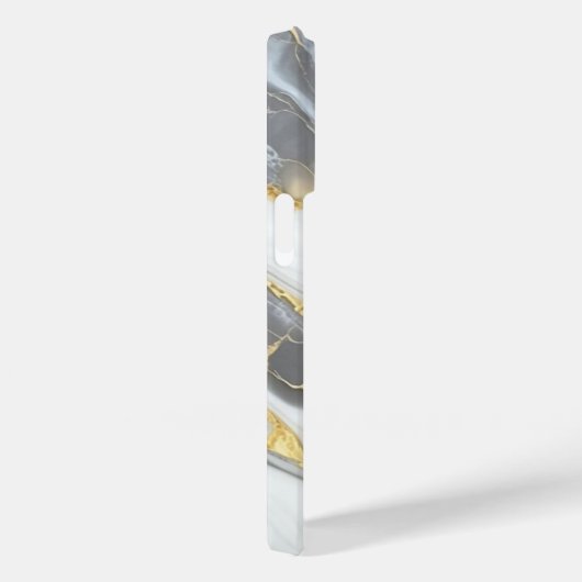 Elegant Marmer Gepersonaliseerd Goud Grijs & Wit Case-Mate iPhone Case (Achterkant / Rechts)