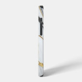 Elegant marmer gepersonaliseerd goud grijs & wit iPhone hoesje (Linkerkant)