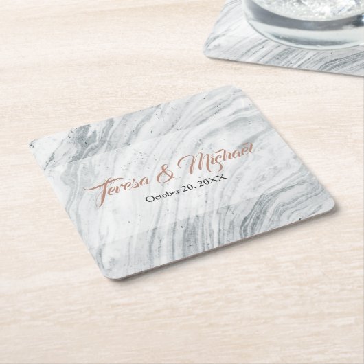 Elegant, Marmer, Gepersonaliseerd Kartonnen Onderzetters (Schuin)