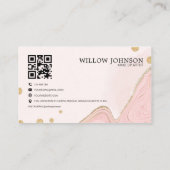 Elegant marmer Gold Pink Glitter QR Code Monogram Visitekaartje (Achterkant)
