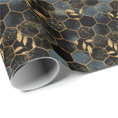 Elegant marmer & goud: Abstracte zeshoek textuur Cadeaupapier (Rol Hoek)