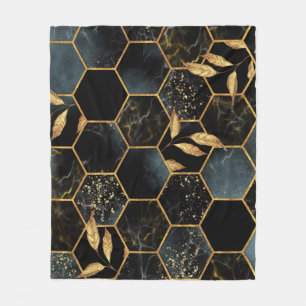 Elegant marmer & goud: Abstracte zeshoek textuur Fleece Deken