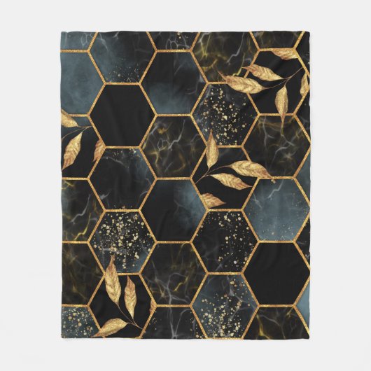 Elegant marmer & goud: Abstracte zeshoek textuur Fleece Deken (Voorkant)