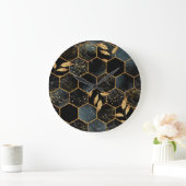 Elegant marmer & goud: Abstracte zeshoek textuur Grote Klok (Huis)