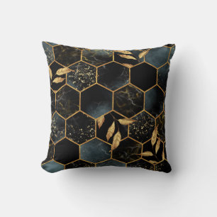 Elegant marmer & goud: Abstracte zeshoek textuur Kussen