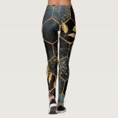 Elegant marmer & goud: Abstracte zeshoek textuur Leggings (Achterkant)