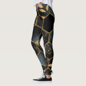 Elegant marmer & goud: Abstracte zeshoek textuur Leggings (Links)