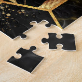 Elegant marmer & goud: Abstracte zeshoek textuur Legpuzzel (Zijkant)