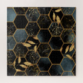Elegant marmer & goud: Abstracte zeshoek textuur Legpuzzel (Horizontaal)