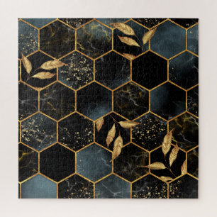 Elegant marmer & goud: Abstracte zeshoek textuur Legpuzzel