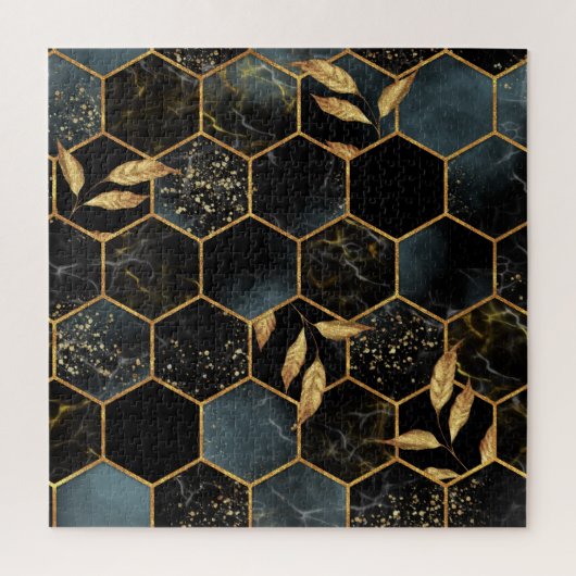 Elegant marmer & goud: Abstracte zeshoek textuur Legpuzzel (Verticaal)