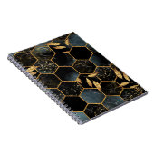 Elegant marmer & goud: Abstracte zeshoek textuur Notitieboek (Rechterzijde)